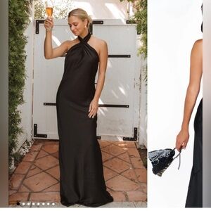 Show me your mumu Jasmine halter dresss - black satin